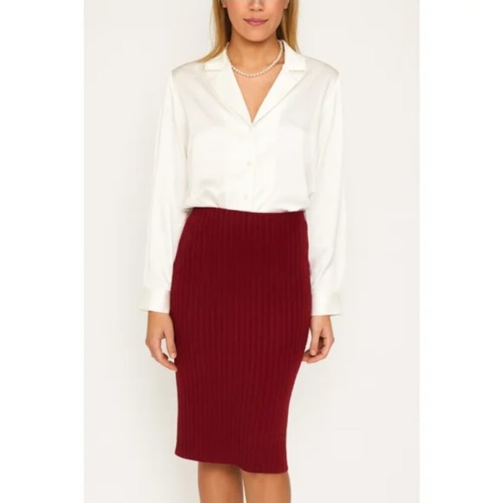 NWOT After Market Burgundy Ribbed Pencil Skirt Size S, M